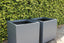 Large Square Fiberglass Planters Dark Gray